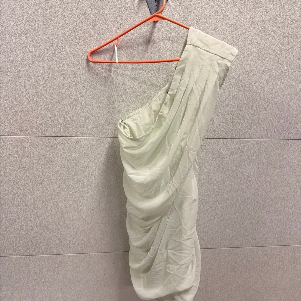 Abercrombie & Fitch One-Shoulder Draped Dress in Pale Sage